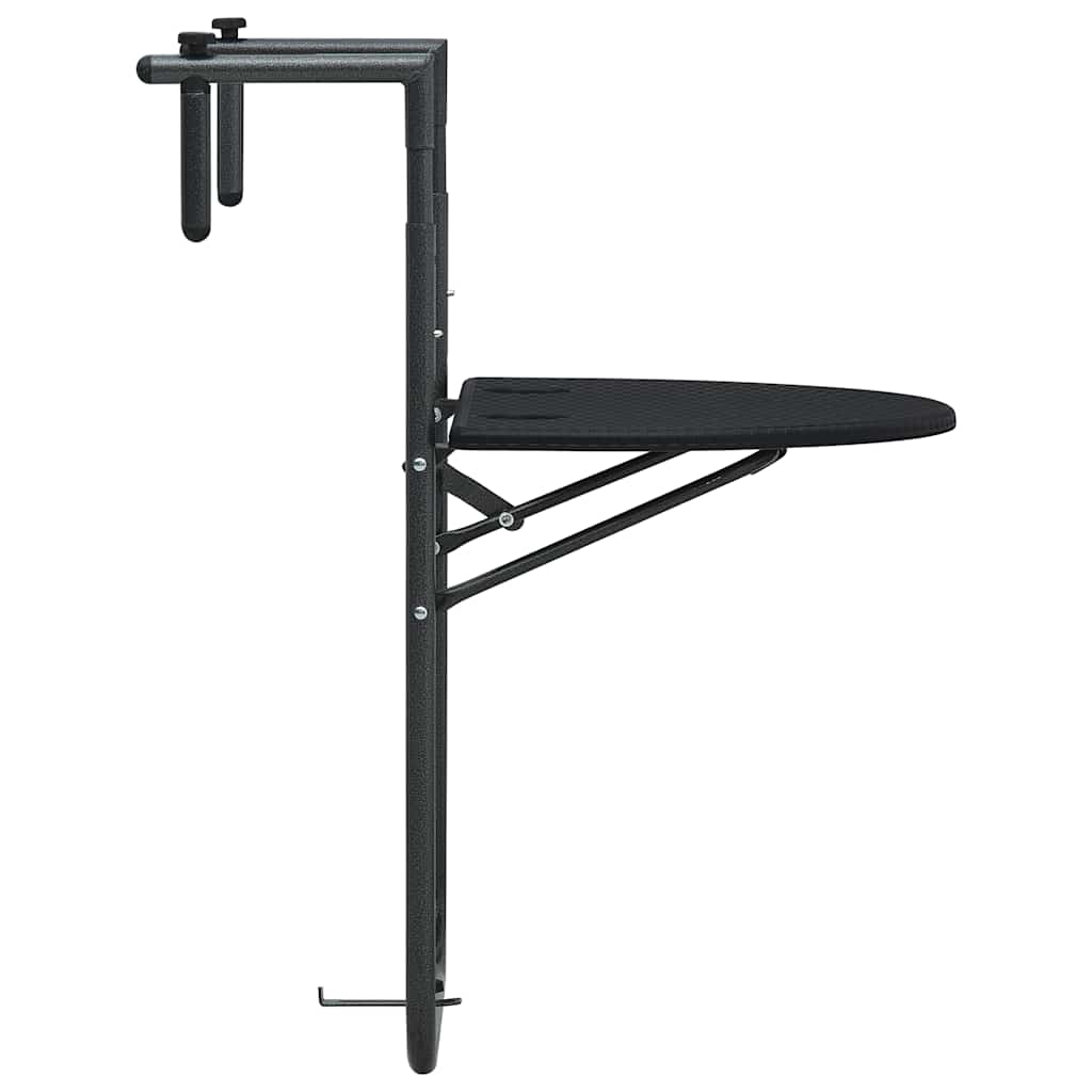 vidaXL Wiszący stolik balkonowy, czarny, 60x64x83,5 cm, plastikowy