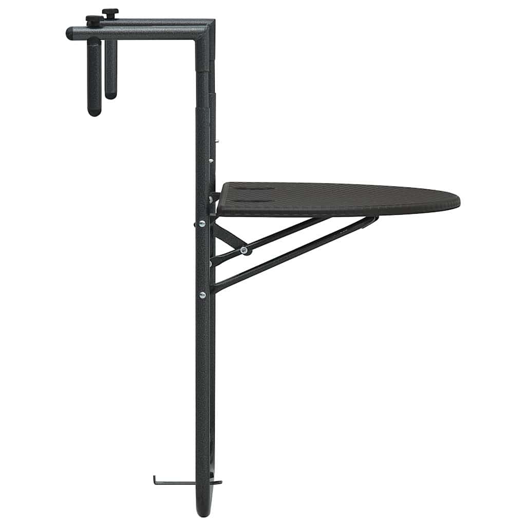 vidaXL Wiszący stolik balkonowy, brązowy, 60x64x83,5 cm, plastikowy