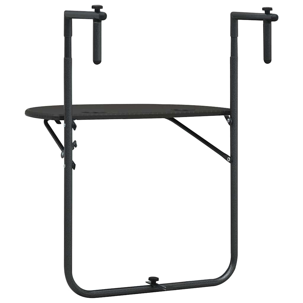 vidaXL Wiszący stolik balkonowy, brązowy, 60x64x83,5 cm, plastikowy