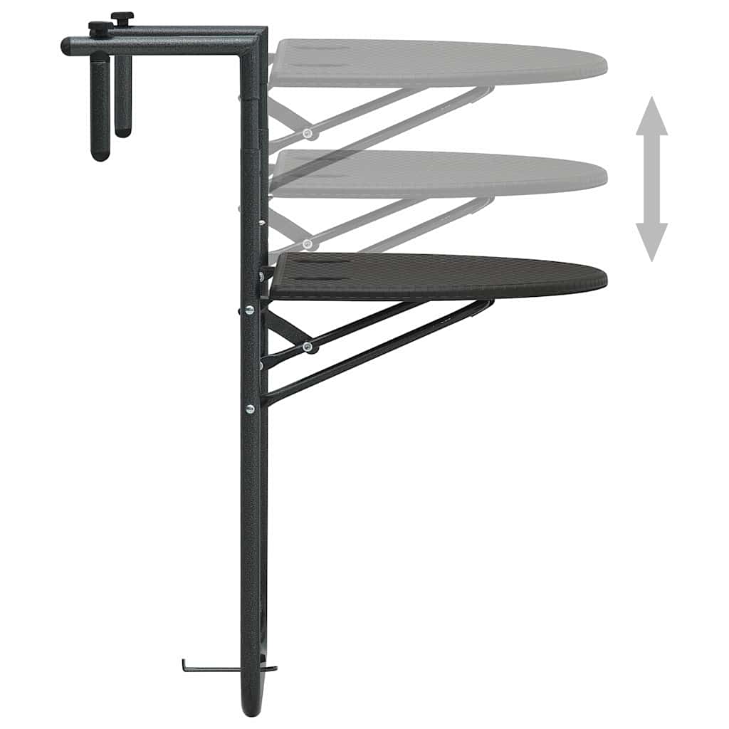 vidaXL Wiszący stolik balkonowy, brązowy, 60x64x83,5 cm, plastikowy