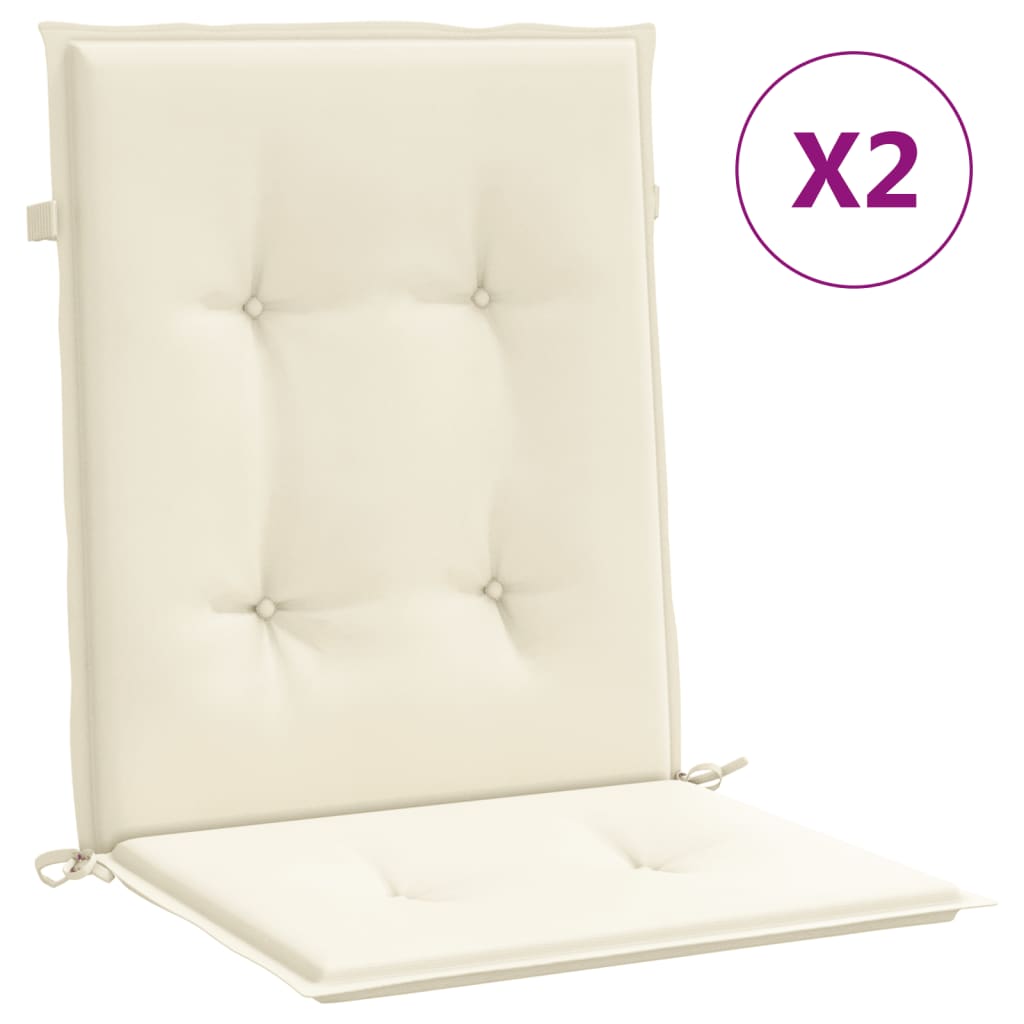 vidaXL Poduszki na krzesła ogrodowe, 2 szt., kremowa 100x50x3 cm