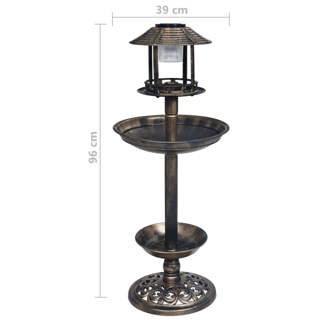vidaXL Ozdobny basenik dla ptaków z lampkami solarnymi LED, plastikowy