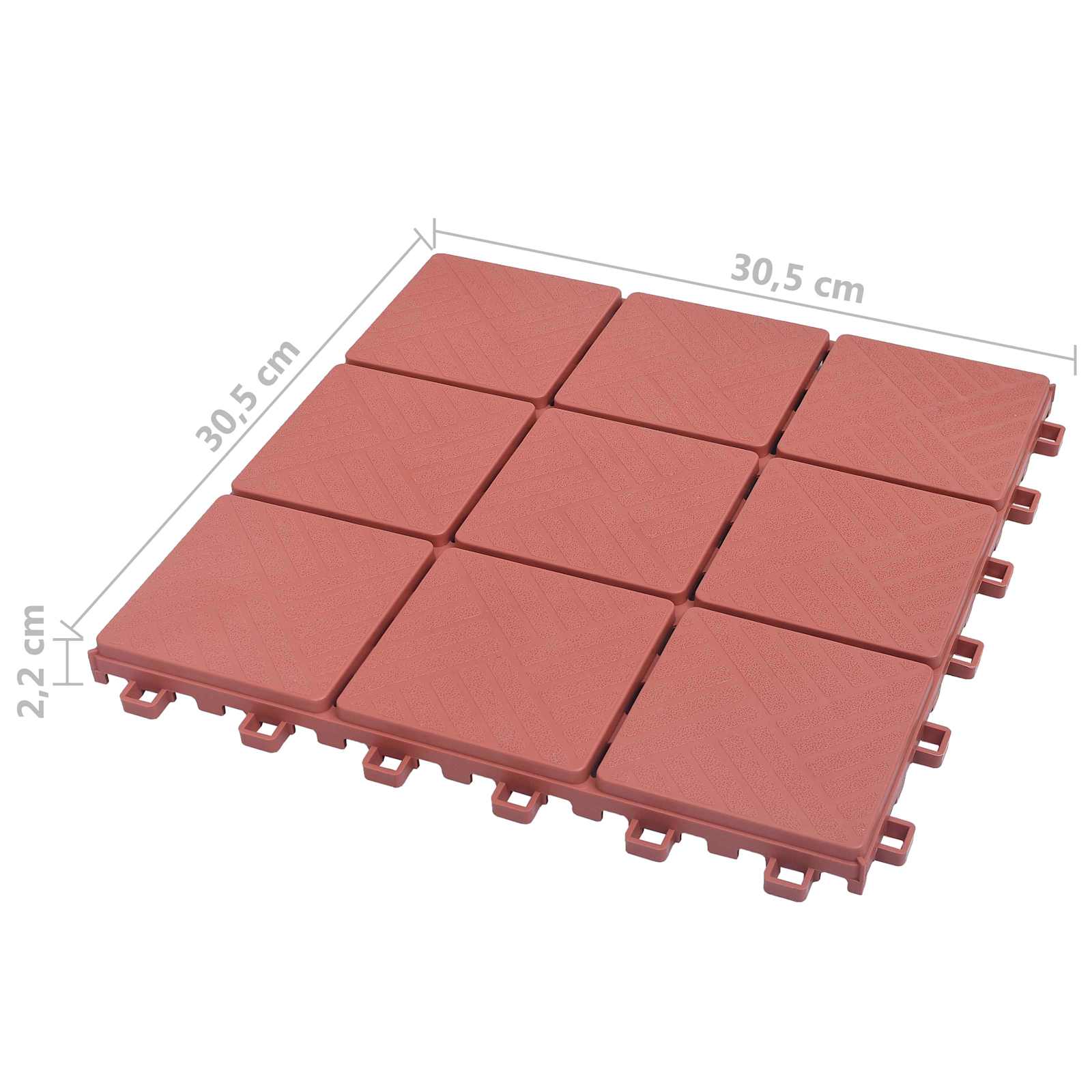 vidaXL Płytka Tarasowa 10 pcs Czerwony 30,5 x 30,5 x 2,2 cm