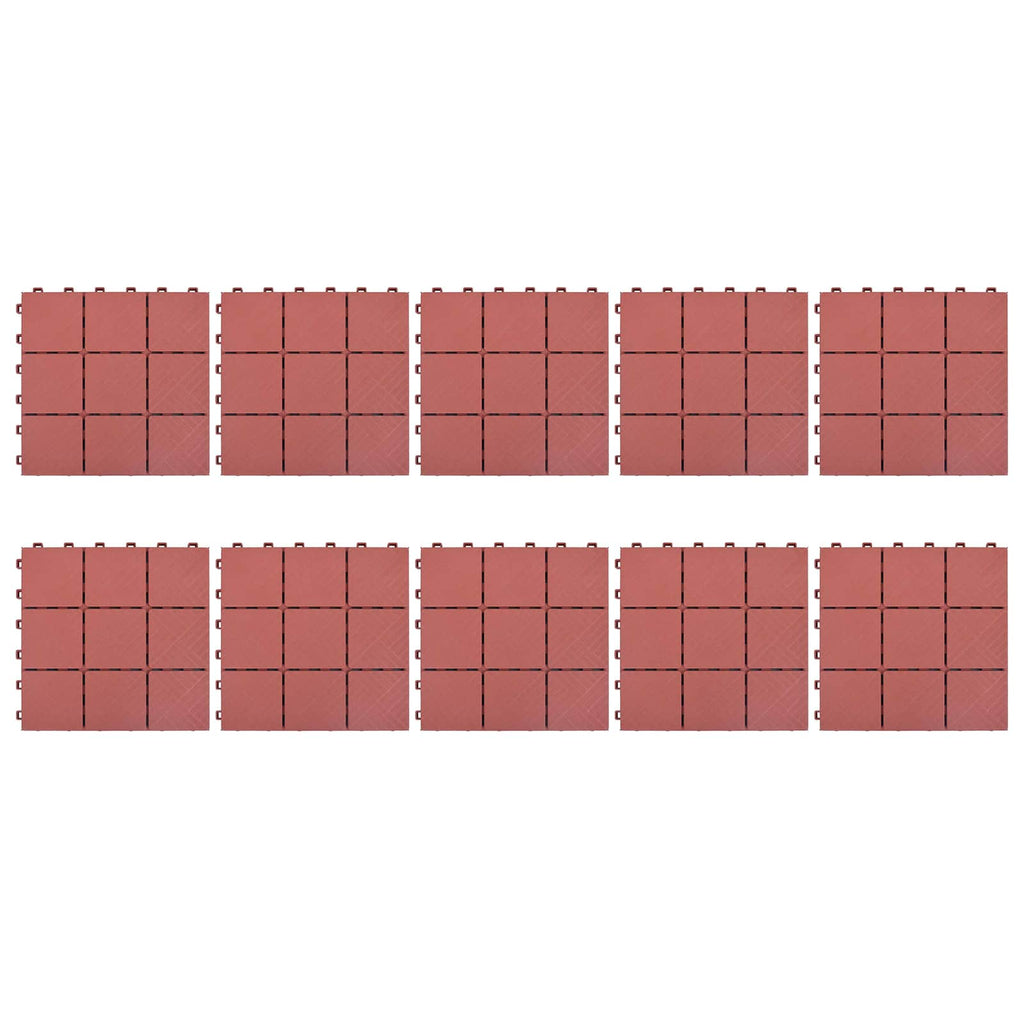 vidaXL Płytka Tarasowa 10 pcs Czerwony 30,5 x 30,5 x 2,2 cm