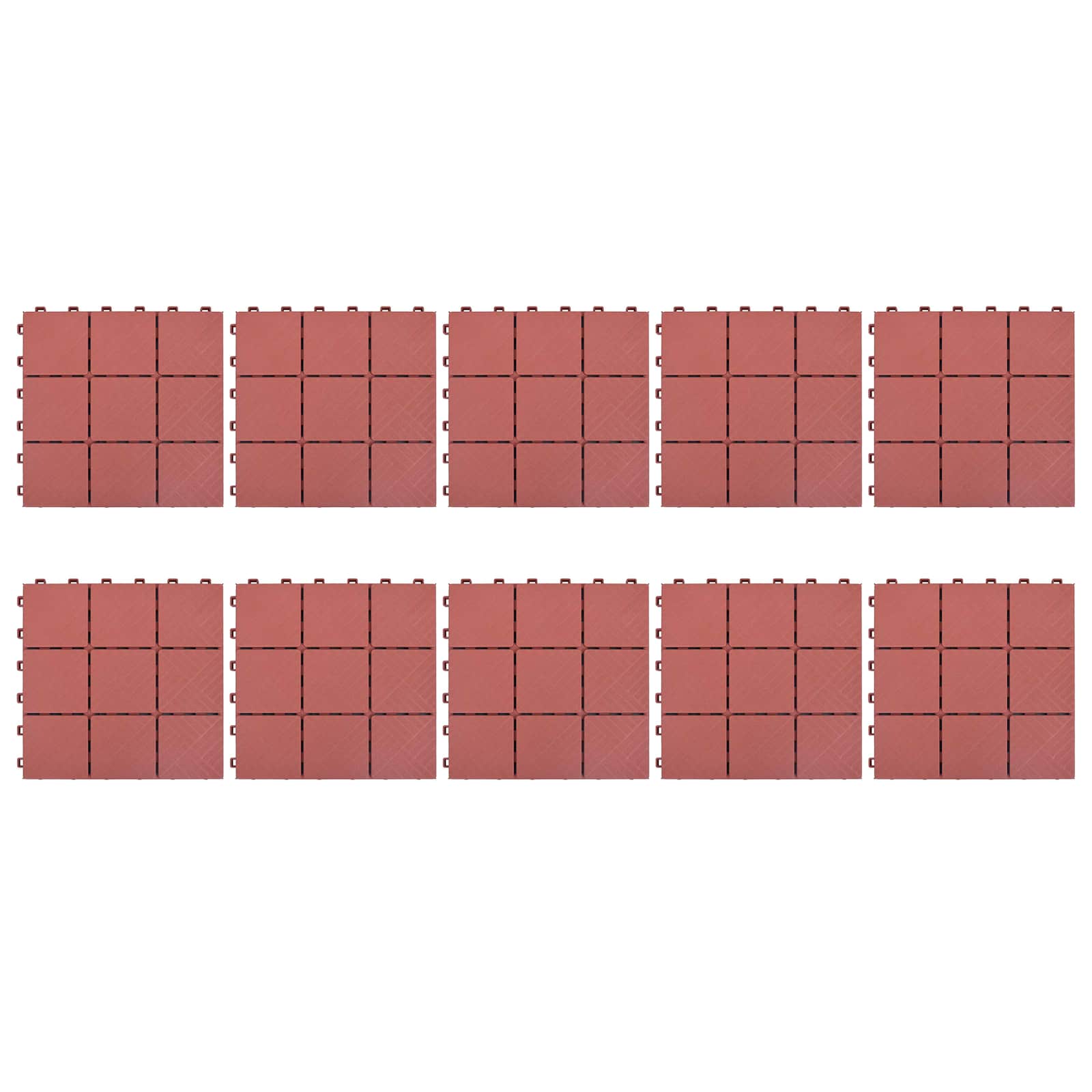 vidaXL Płytka Tarasowa 10 pcs Czerwony 30,5 x 30,5 x 2,2 cm