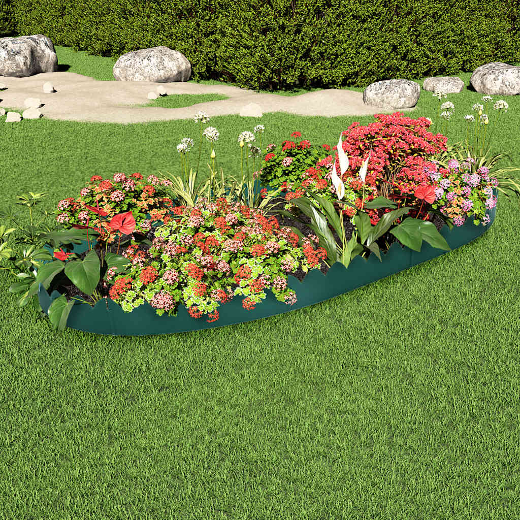 vidaXL Obrzeża trawnikowe, 10 szt., zielone, 65x15 cm, PP