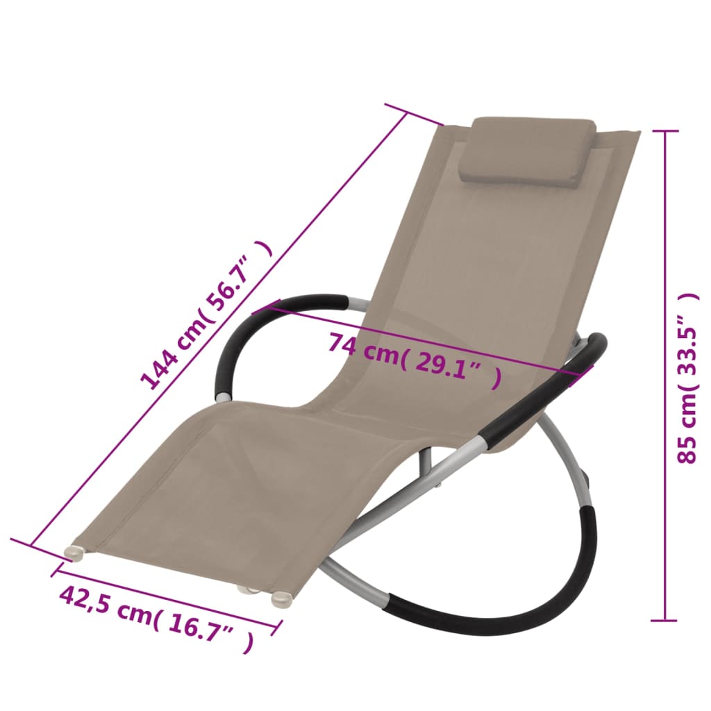 vidaXL Leżak z geometryczną ramą stalowy, taupe