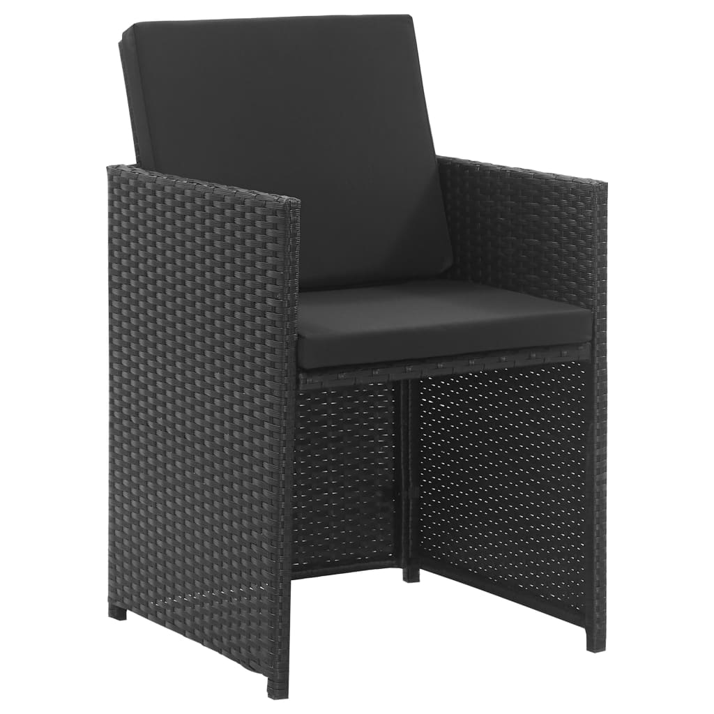 vidaXL 3-cz. zestaw mebli ogrodowych z poduszkami, rattan PE, czarny
