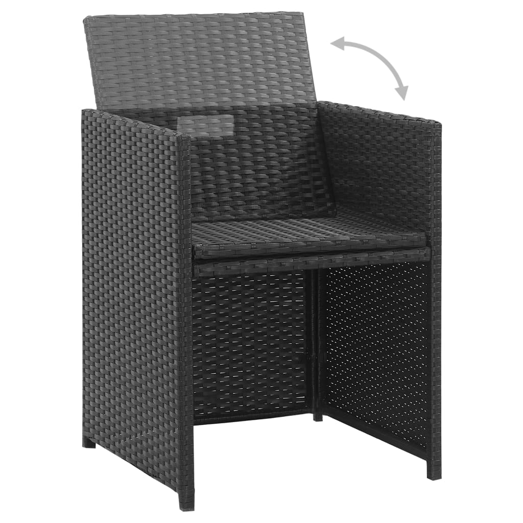 vidaXL 3-cz. zestaw mebli ogrodowych z poduszkami, rattan PE, czarny