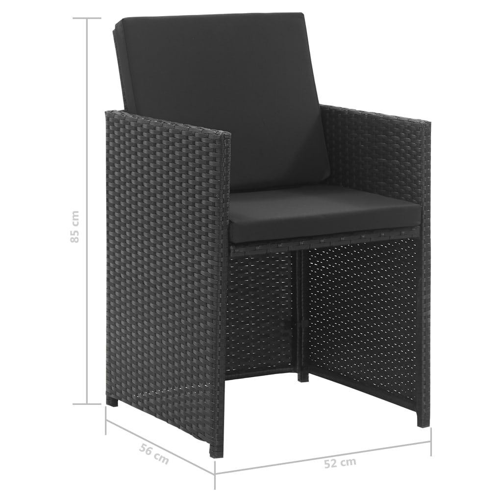 vidaXL 3-cz. zestaw mebli ogrodowych z poduszkami, rattan PE, czarny