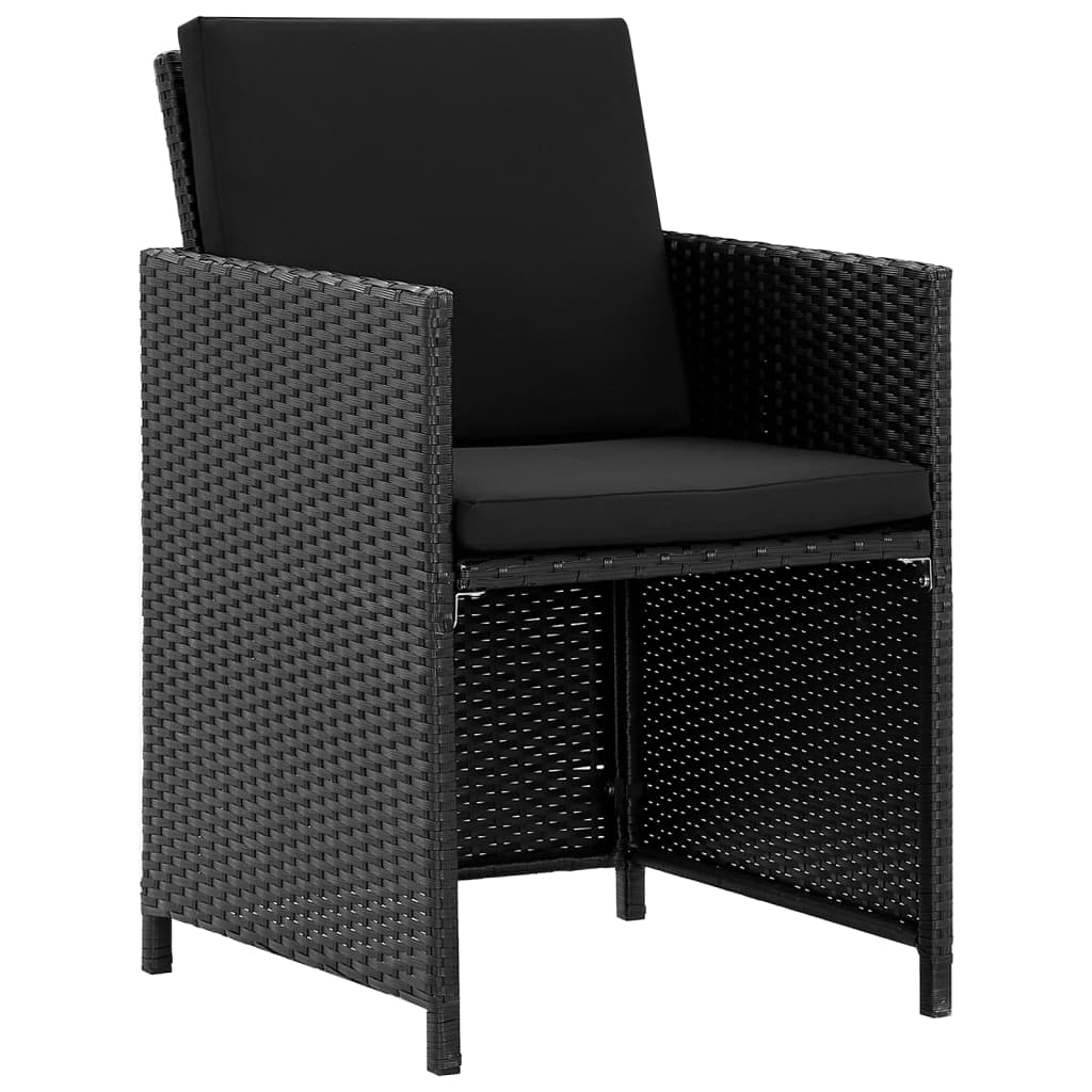 vidaXL 9-cz. zestaw mebli ogrodowych z poduszkami, rattan PE, czarny