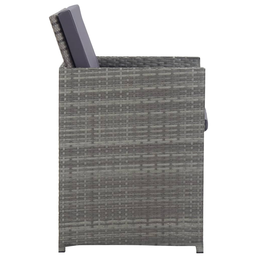 vidaXL 9-cz. zestaw mebli do ogrodu z poduszkami, rattan PE, antracyt