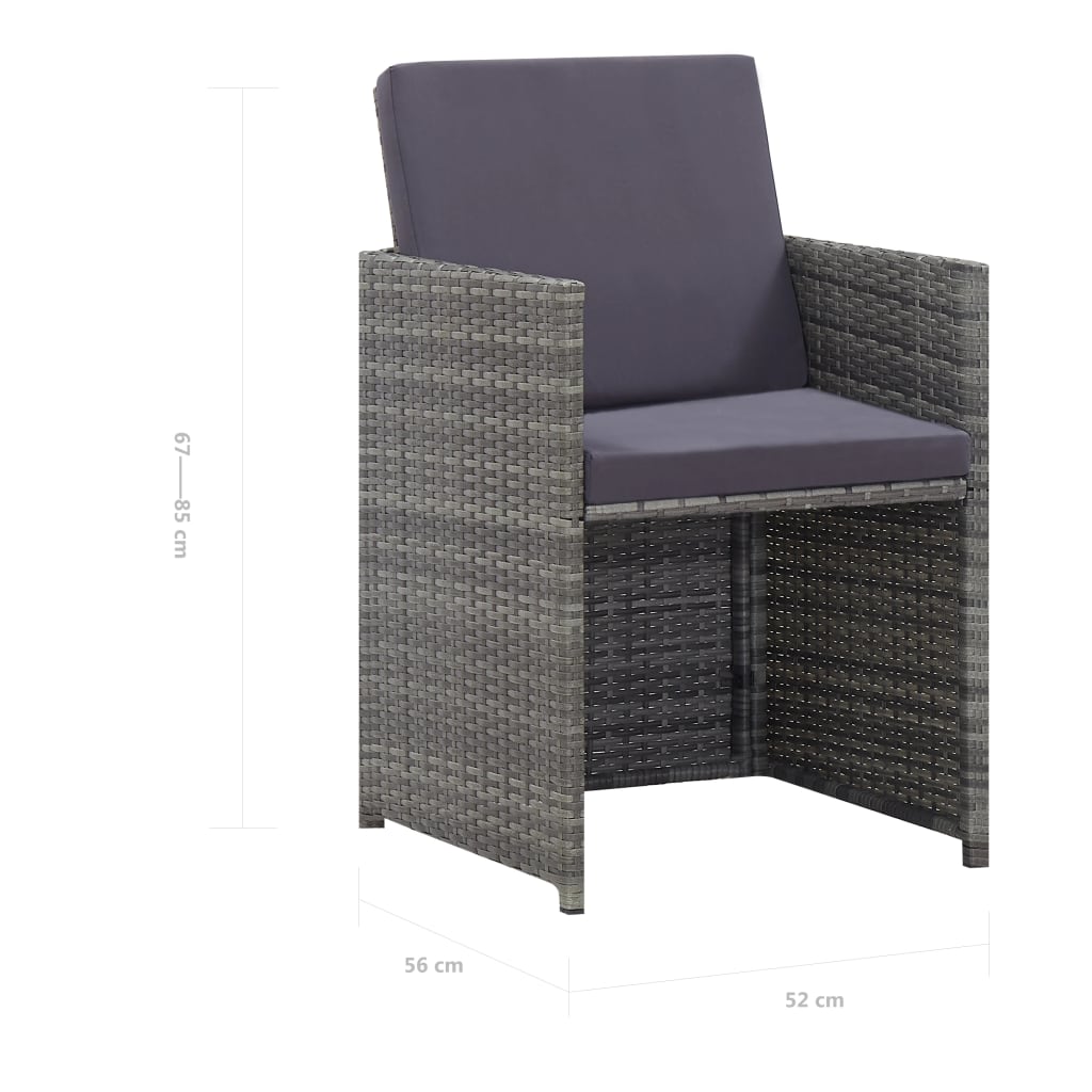 vidaXL 9-cz. zestaw mebli do ogrodu z poduszkami, rattan PE, antracyt