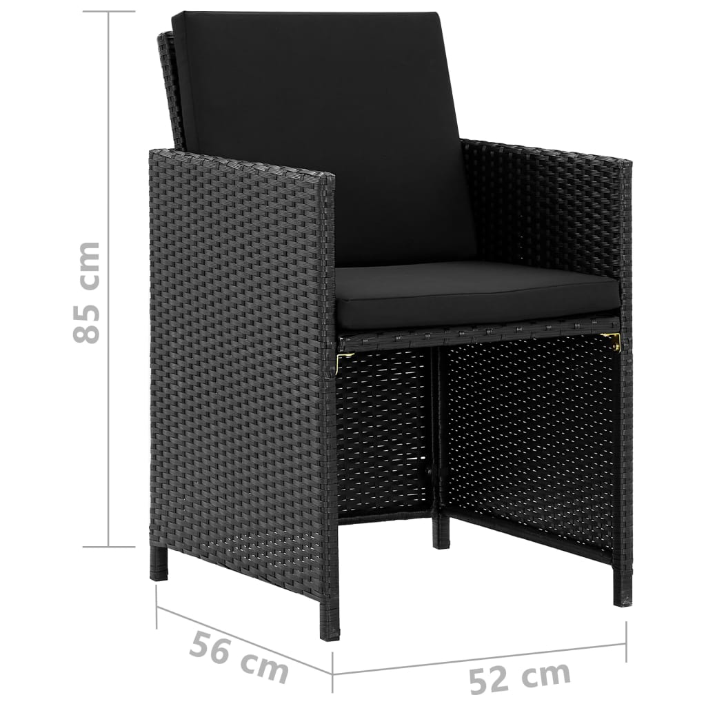 vidaXL 11-cz. zestaw mebli ogrodowych z poduszkami, rattan PE, czarny