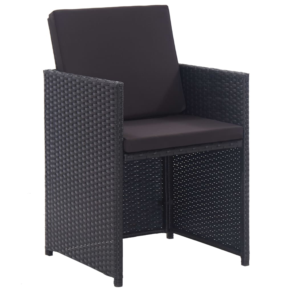 vidaXL 13-cz. zestaw mebli ogrodowych z poduszkami, rattan PE, czarny