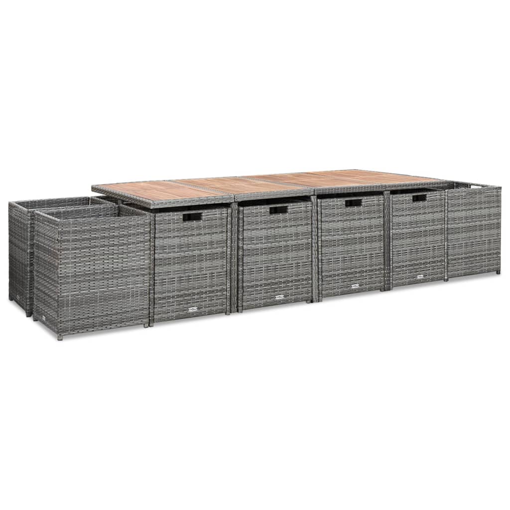 vidaXL 13-cz. zestaw mebli do ogrodu z poduszkami, rattan PE, antracyt