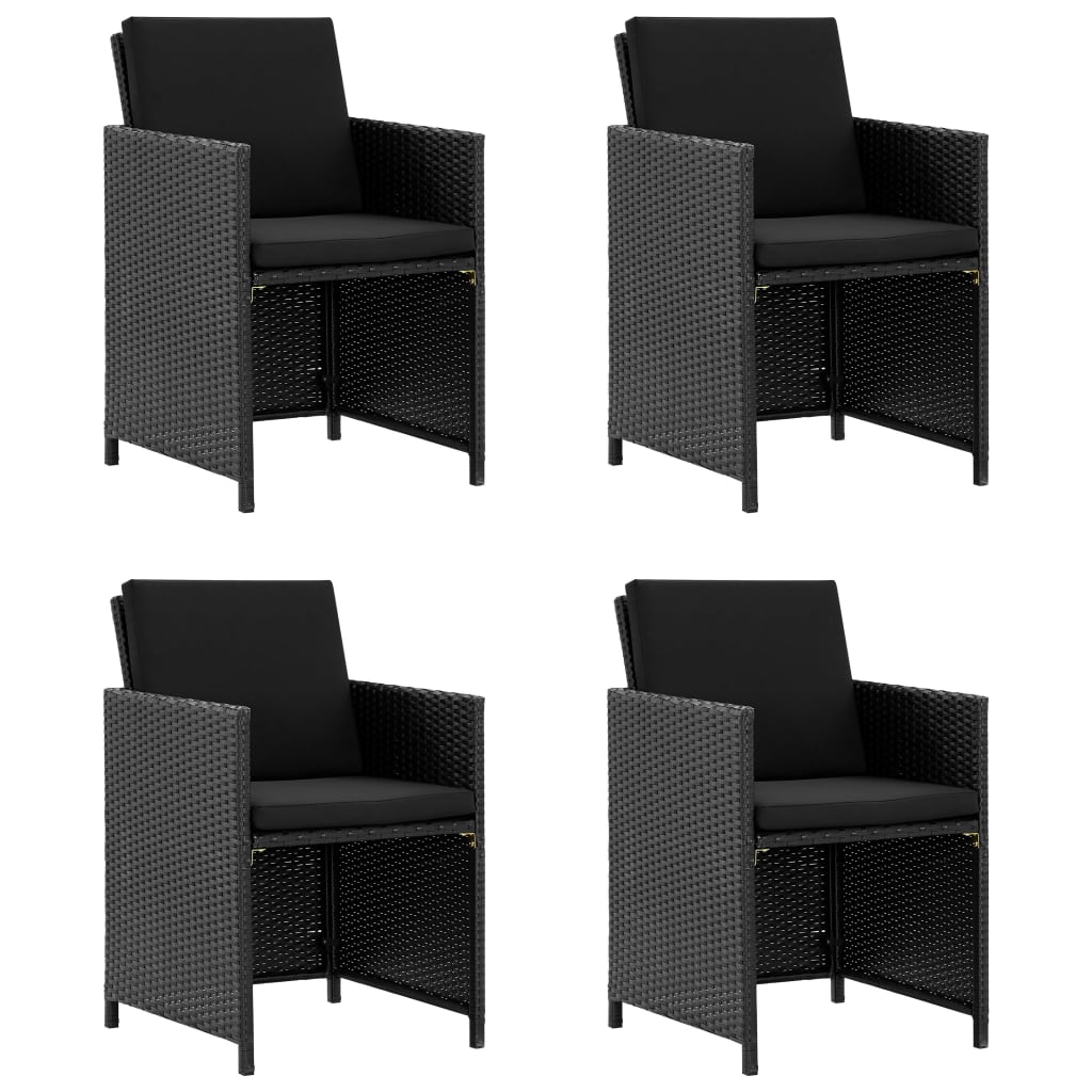vidaXL 5-cz. zestaw mebli ogrodowych z poduszkami, rattan PE, czarny