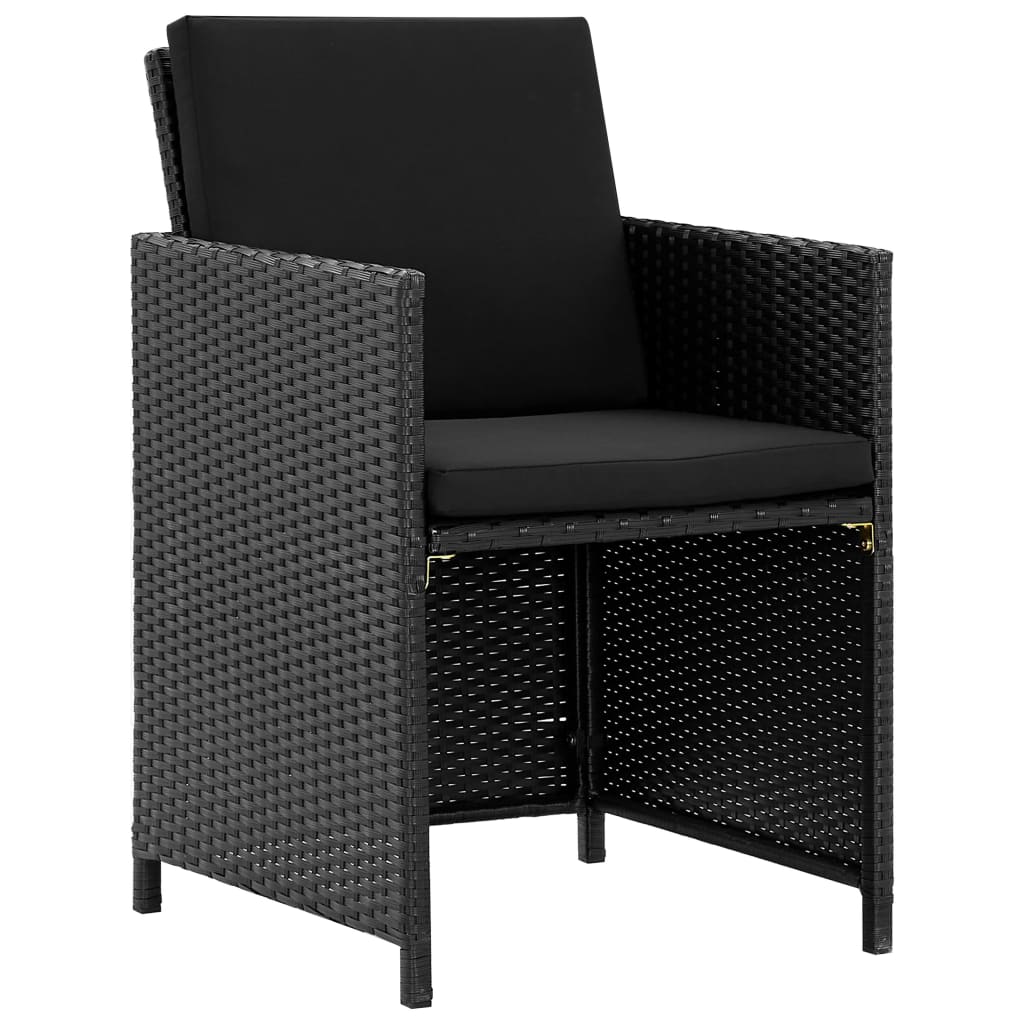 vidaXL 5-cz. zestaw mebli ogrodowych z poduszkami, rattan PE, czarny