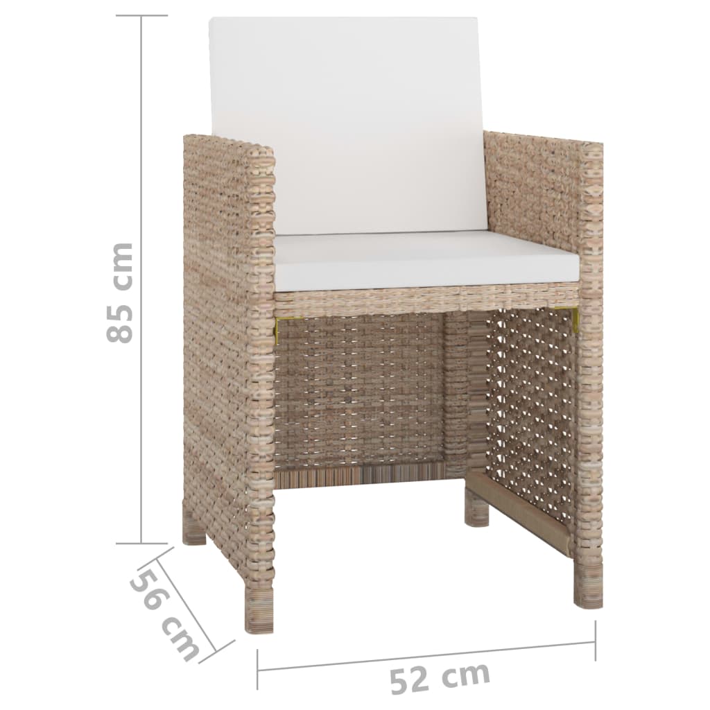 vidaXL 5-cz. zestaw mebli ogrodowych z poduszkami, rattan PE, beżowy