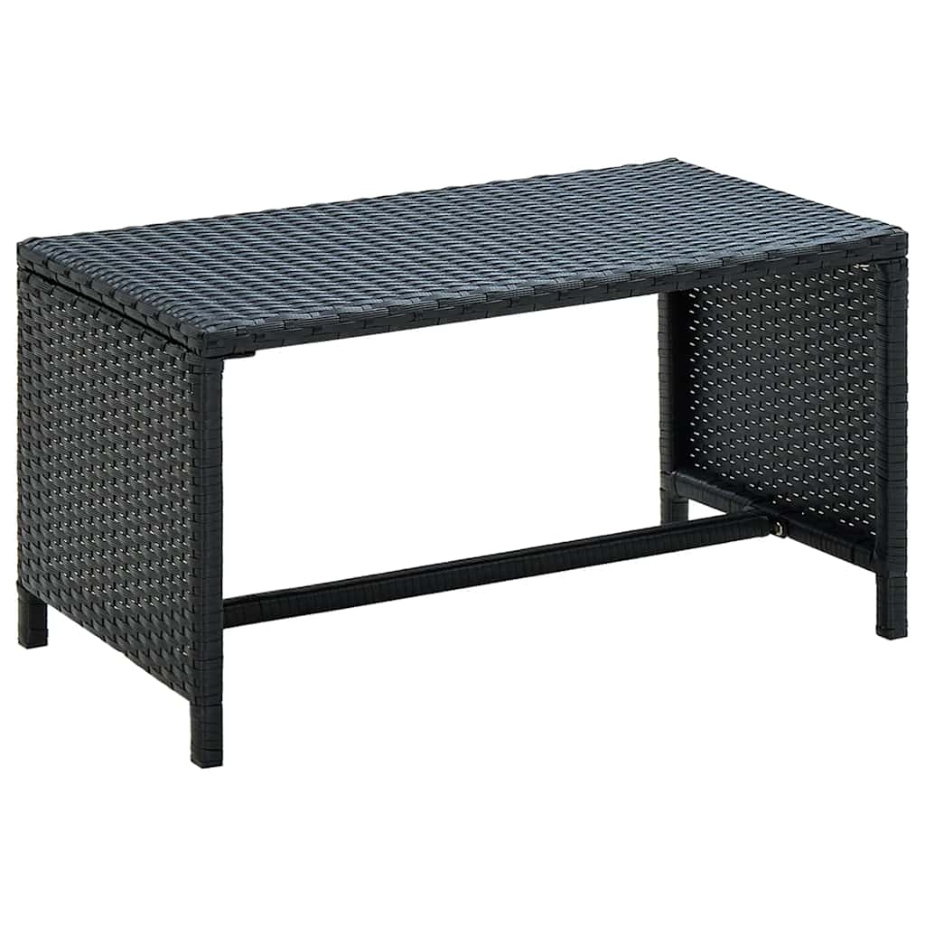 vidaXL Stolik kawowy, czarny, 70x40x38 cm, polirattan
