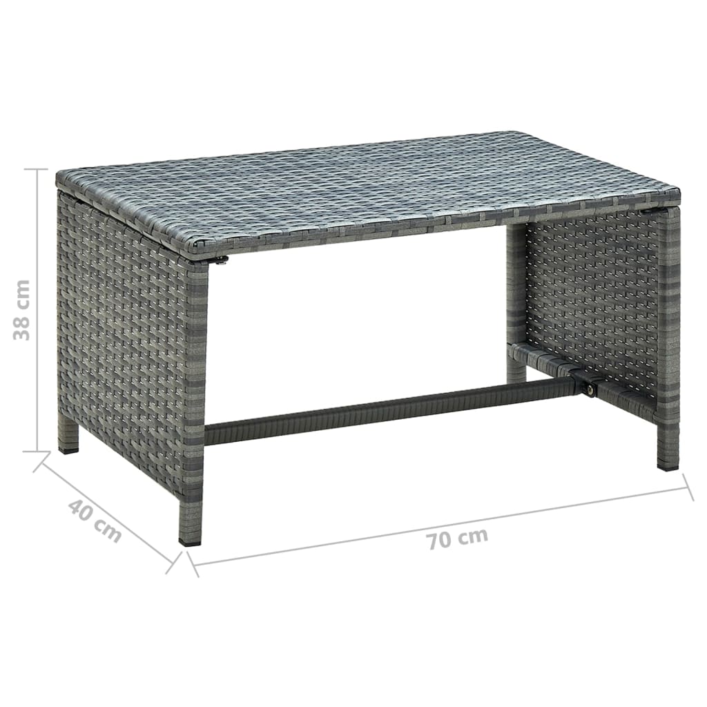 vidaXL Stolik kawowy, antracytowy, 70x40x38 cm, polirattan
