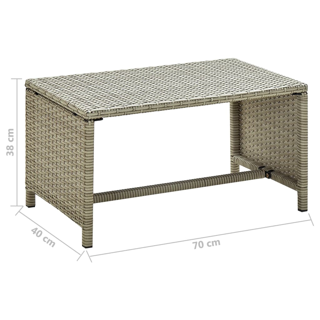vidaXL Stolik kawowy, beżowy, 70x40x38 cm, polirattan