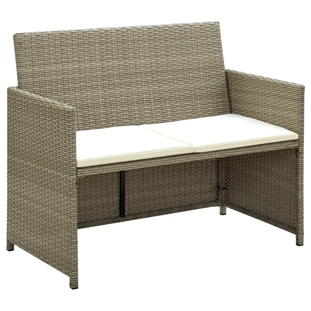 vidaXL 2-osobowa sofa ogrodowa z poduszkami, polirattan, beżowa