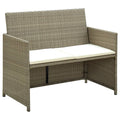 vidaXL 2-osobowa sofa ogrodowa z poduszkami, polirattan, beżowa