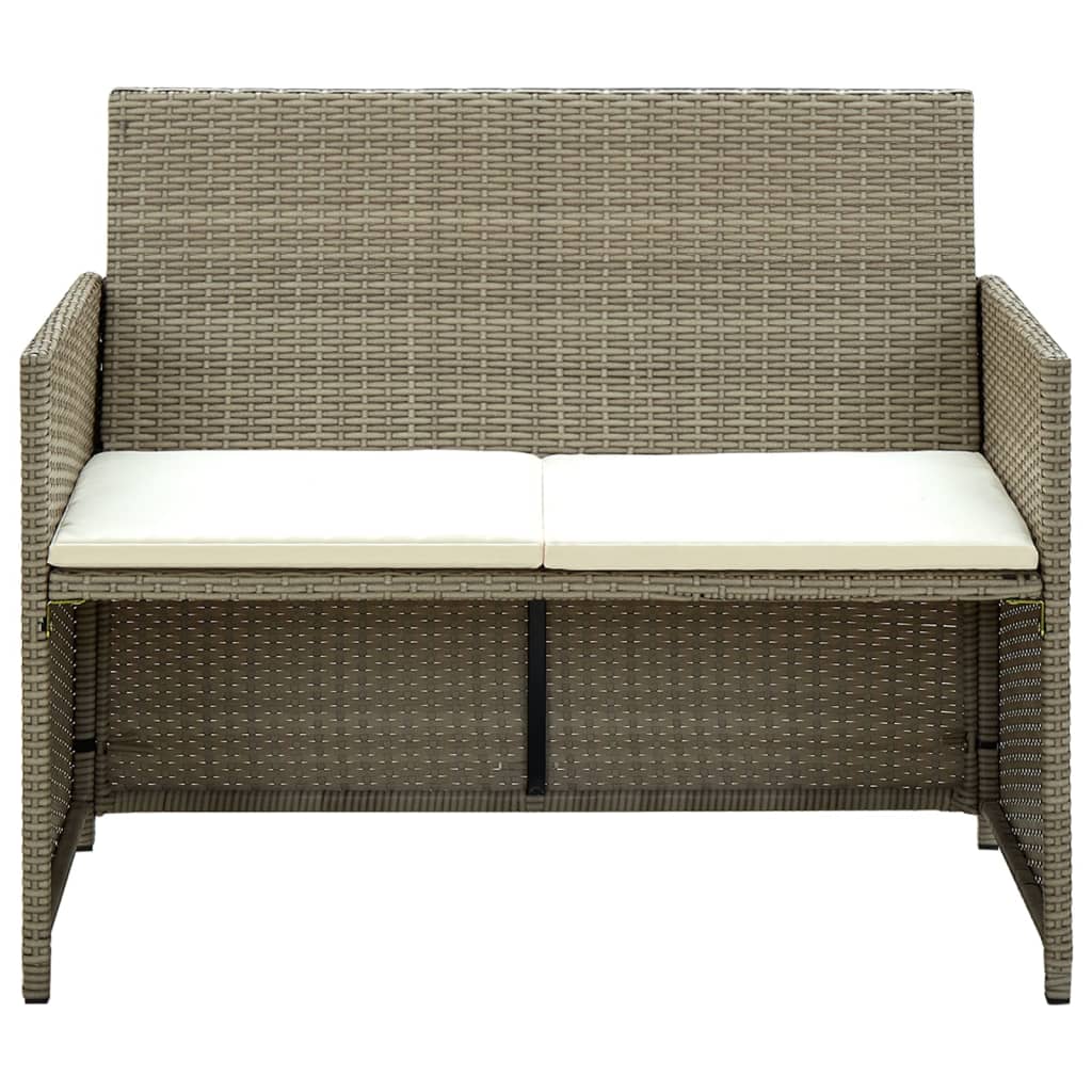 vidaXL 2-osobowa sofa ogrodowa z poduszkami, polirattan, beżowa