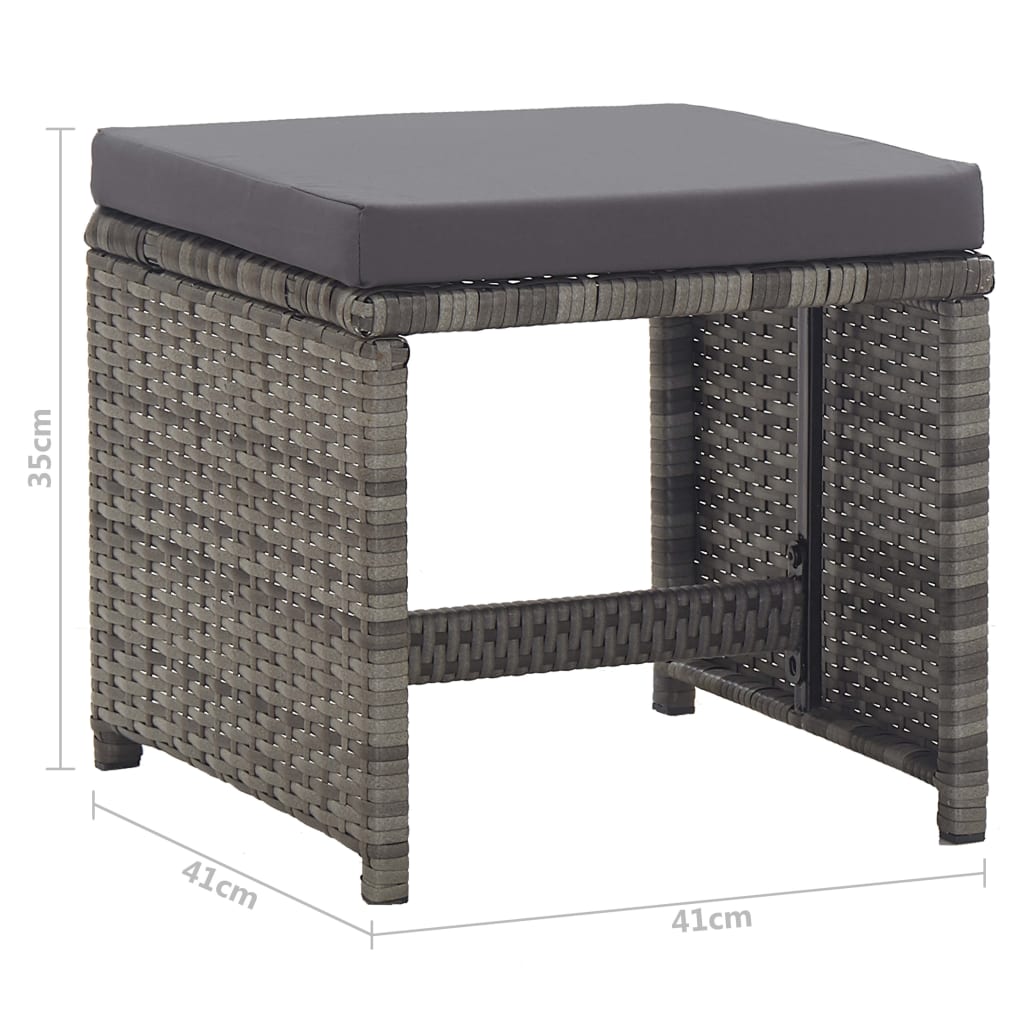 vidaXL Stołki ogrodowe, 2 szt., z poduszkami, polirattan, antracytowe
