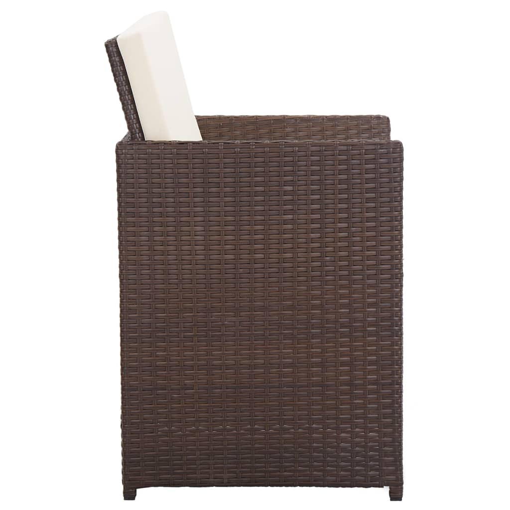 vidaXL 15-cz. zestaw mebli ogrodowych z poduszkami, rattan PE, brązowy