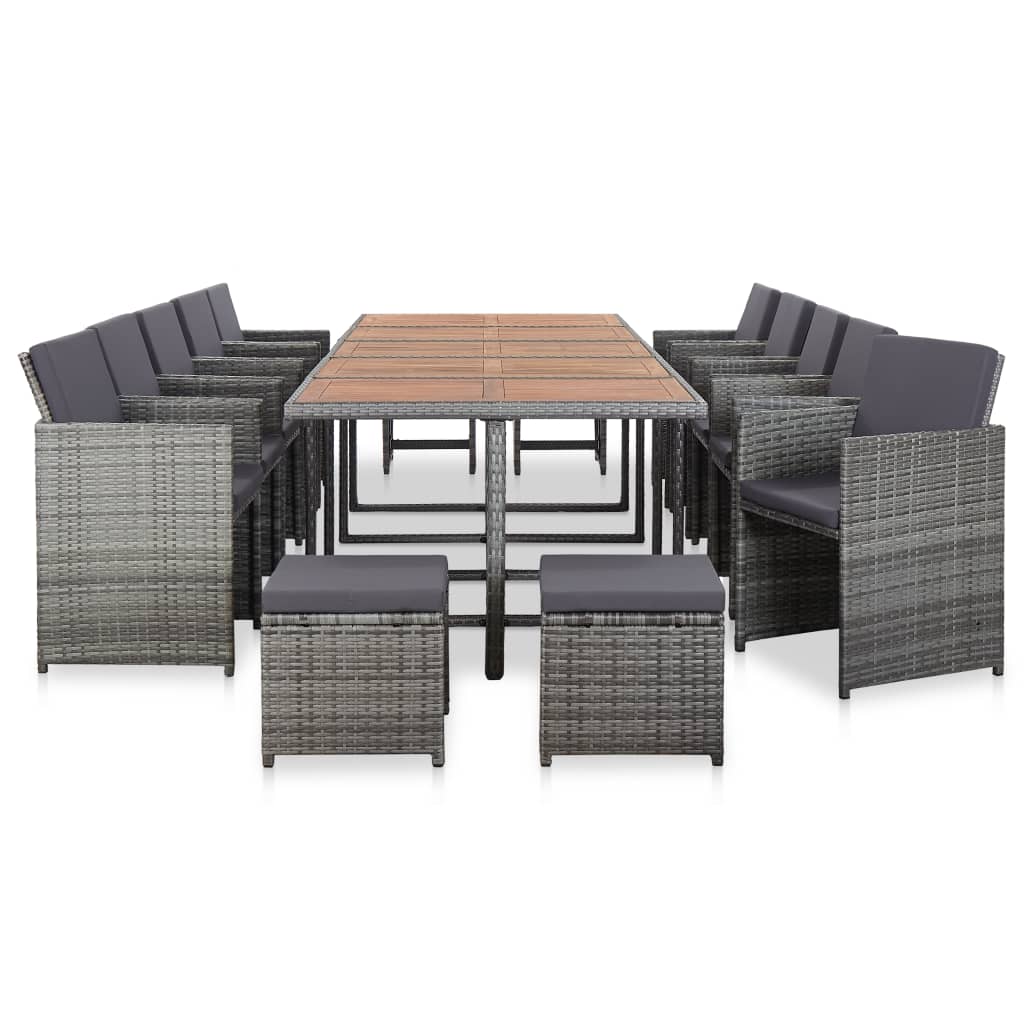vidaXL 15-cz. zestaw mebli do ogrodu z poduszkami, rattan PE, antracyt