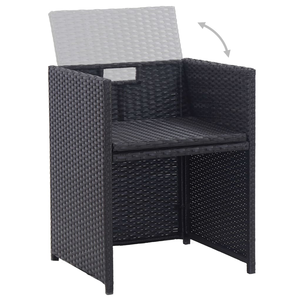 vidaXL 17-cz. zestaw mebli ogrodowych z poduszkami, rattan PE, czarny