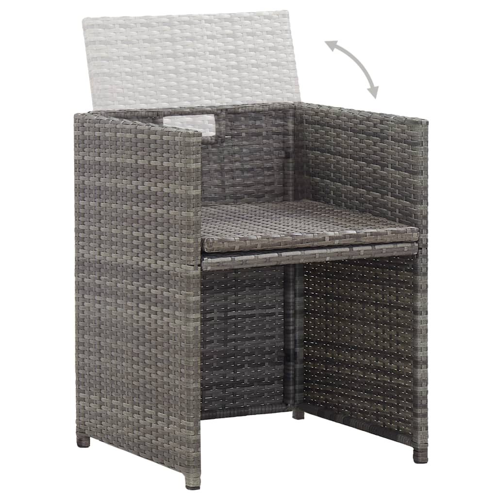 vidaXL 17-cz. zestaw mebli ogrodowych z poduszkami, rattan PE, szary