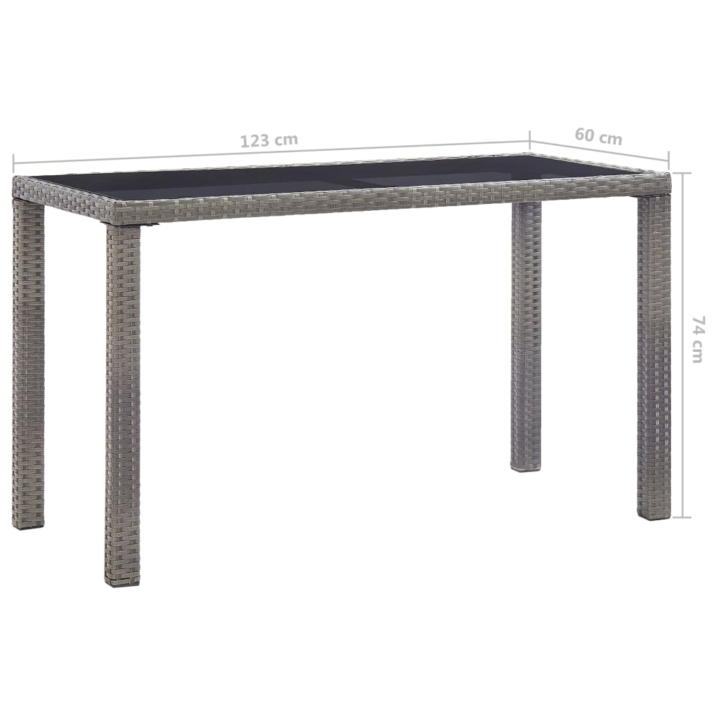 vidaXL Stół ogrodowy, antracytowy, 123x60x74 cm, polirattan