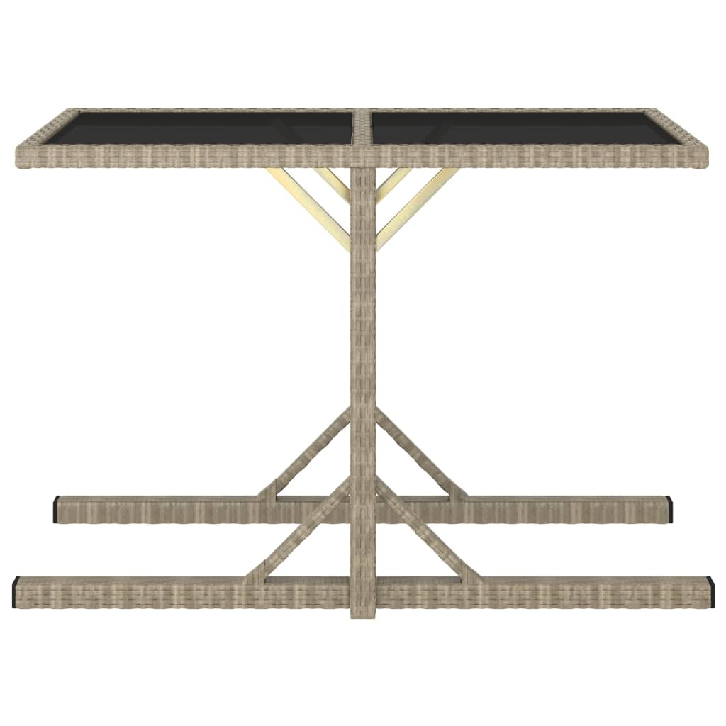 vidaXL Stół ogrodowy, beżowy, 110 x 53 x 72 cm, szkło i polirattan