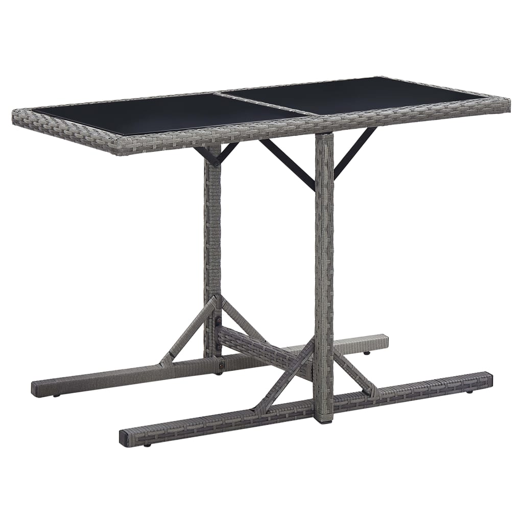 vidaXL Stół ogrodowy, antracytowy, 110x53x72 cm, szkło i polirattan