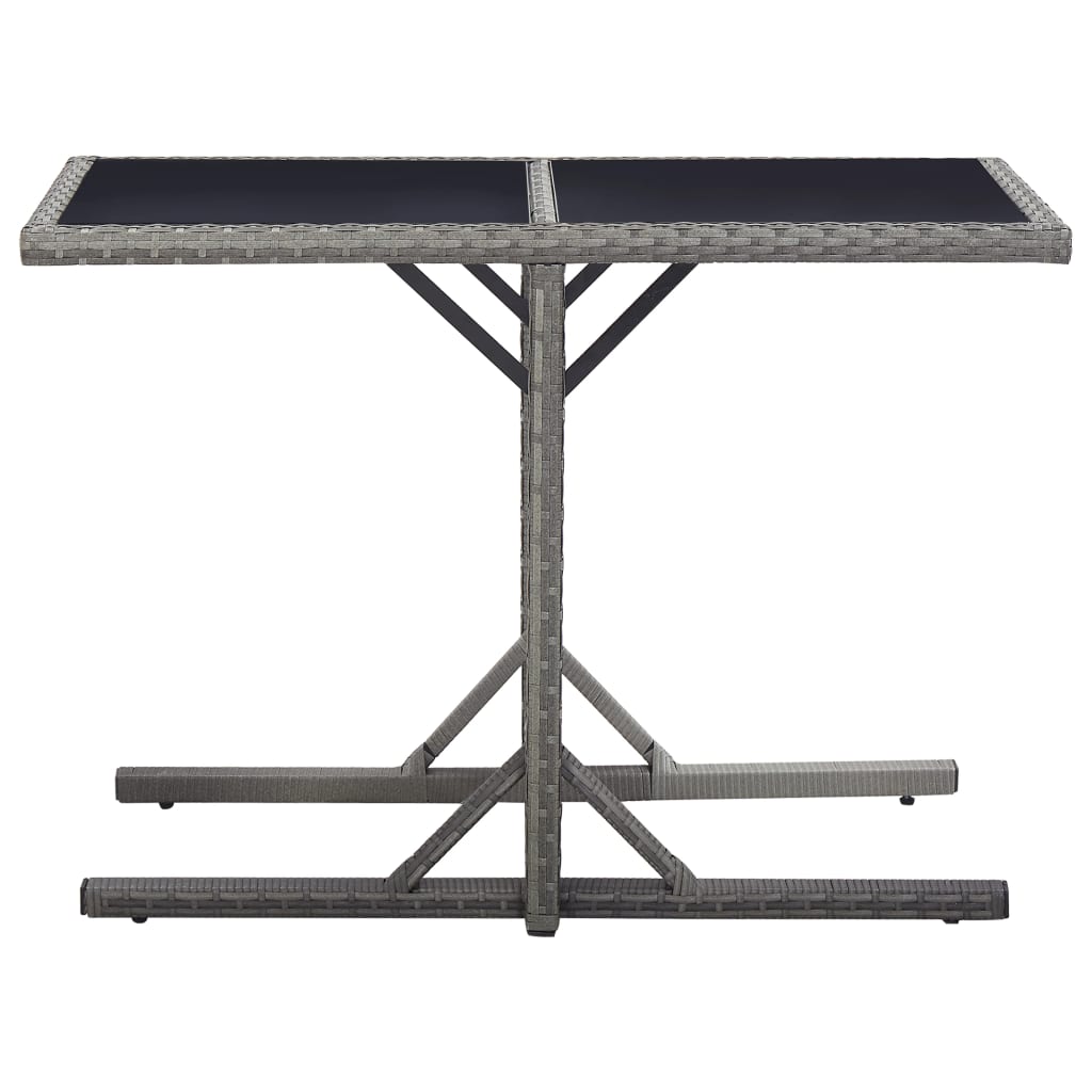 vidaXL Stół ogrodowy, antracytowy, 110x53x72 cm, szkło i polirattan
