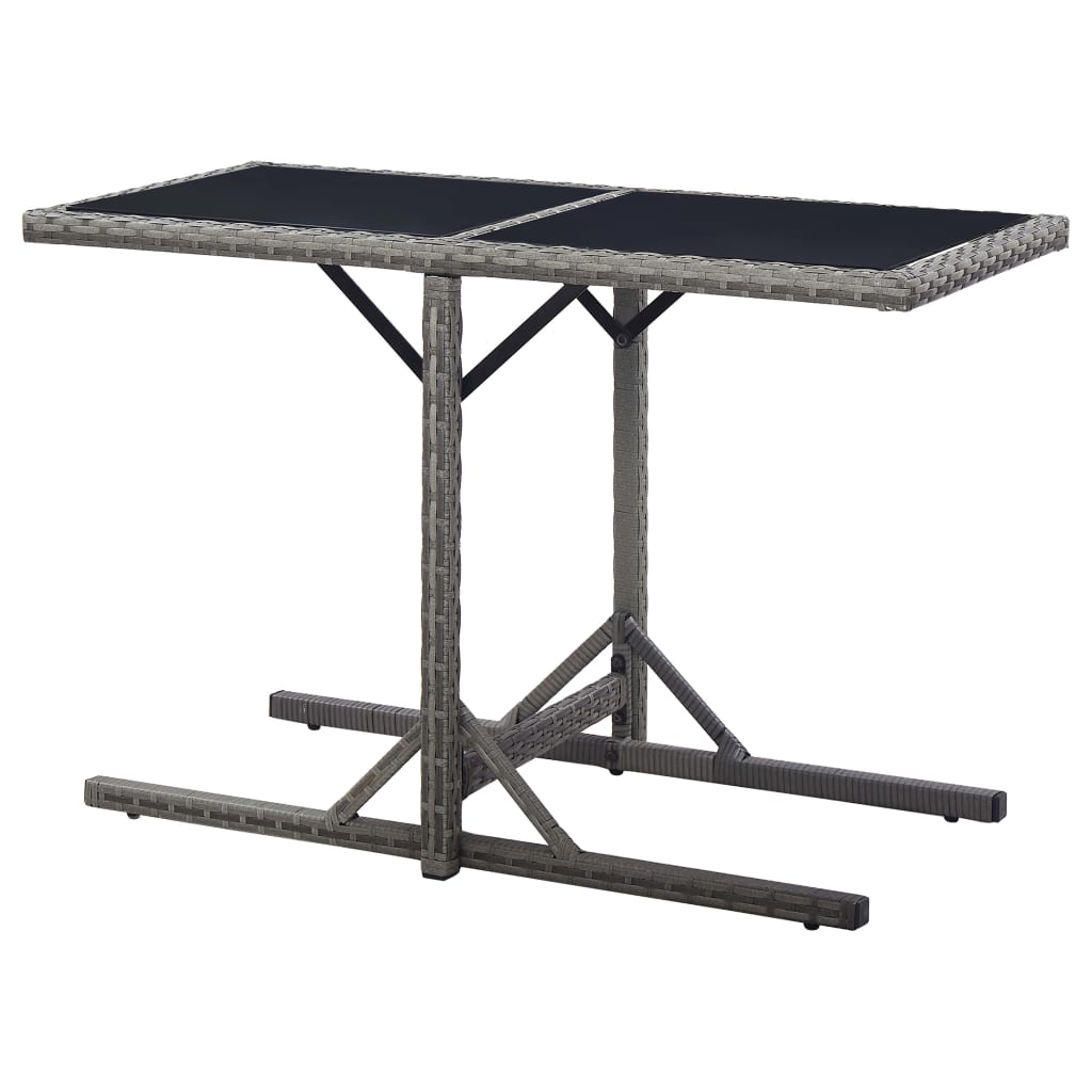 vidaXL Stół ogrodowy, antracytowy, 110x53x72 cm, szkło i polirattan