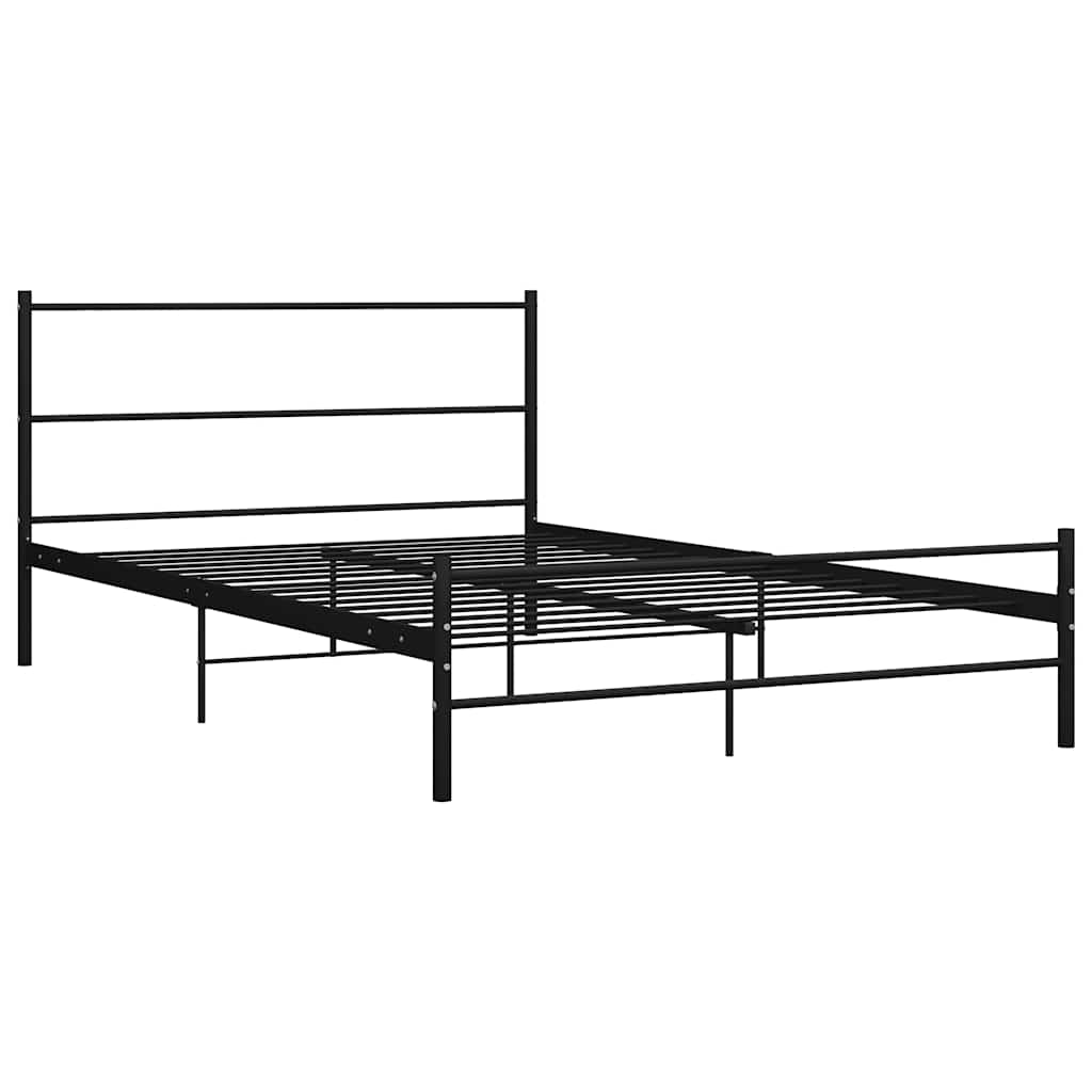 vidaXL Rama łóżka z zagłówkiem bez materaca, czarna, 140x200 cm, metal