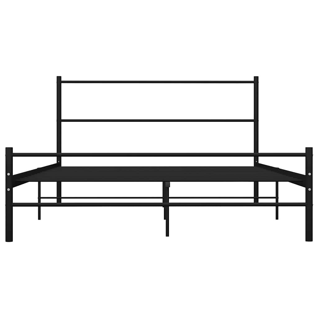 vidaXL Rama łóżka z zagłówkiem bez materaca, czarna, 140x200 cm, metal