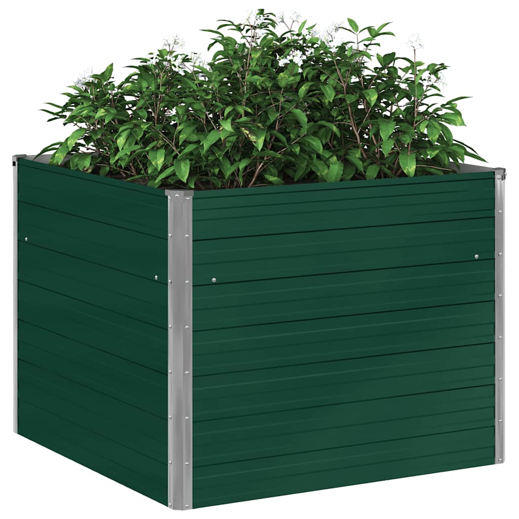 vidaXL Donica do podniesionej grządki, 100x100x77 cm, stal, zielona