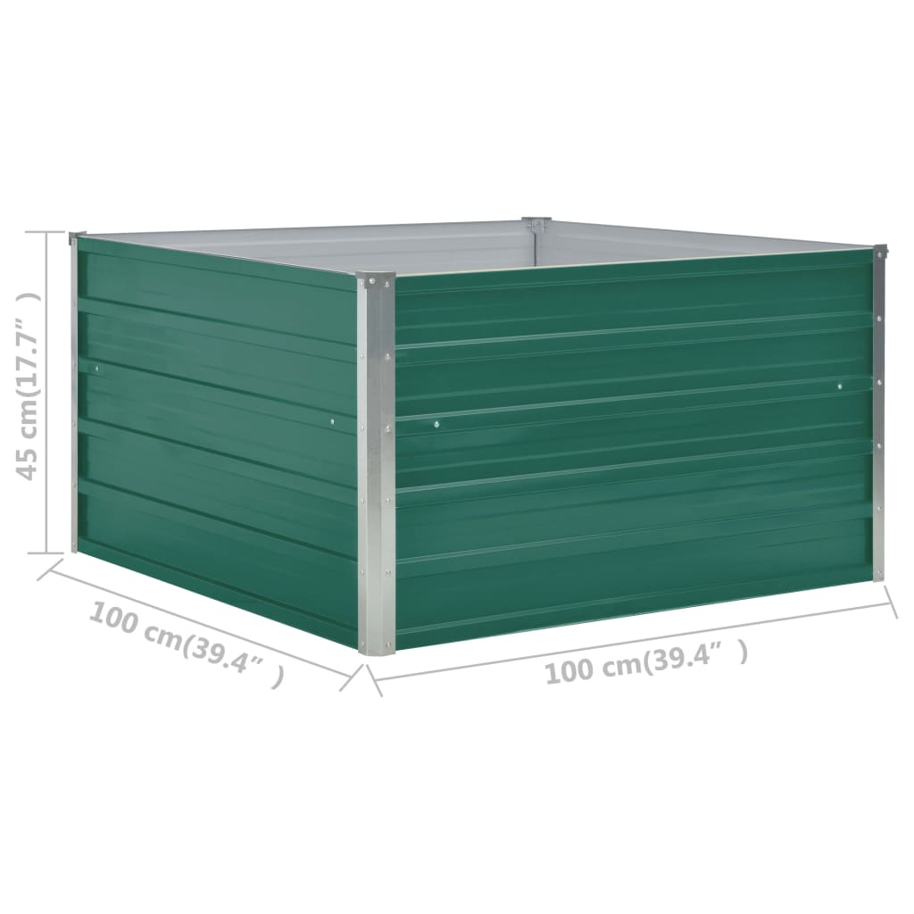 vidaXL Donica do podniesionej rabaty, 100x100x45 cm, stal, zielona