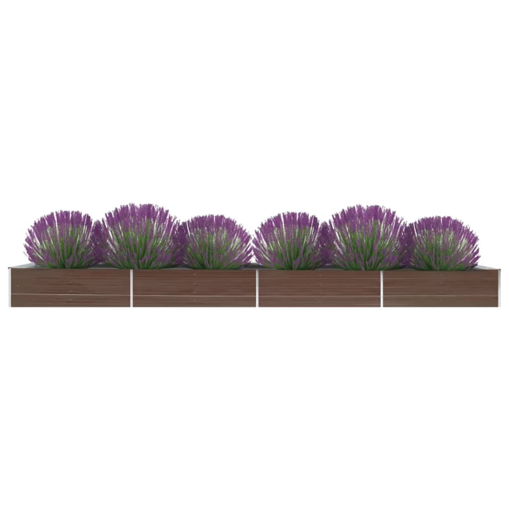 vidaXL Podwyższona donica z galwanizowanej stali 600x80x45 cm, brązowa