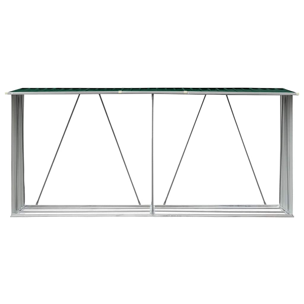 vidaXL Wiata na drewno, stal galwanizowana, 330 x 84 x 152 cm, zielona