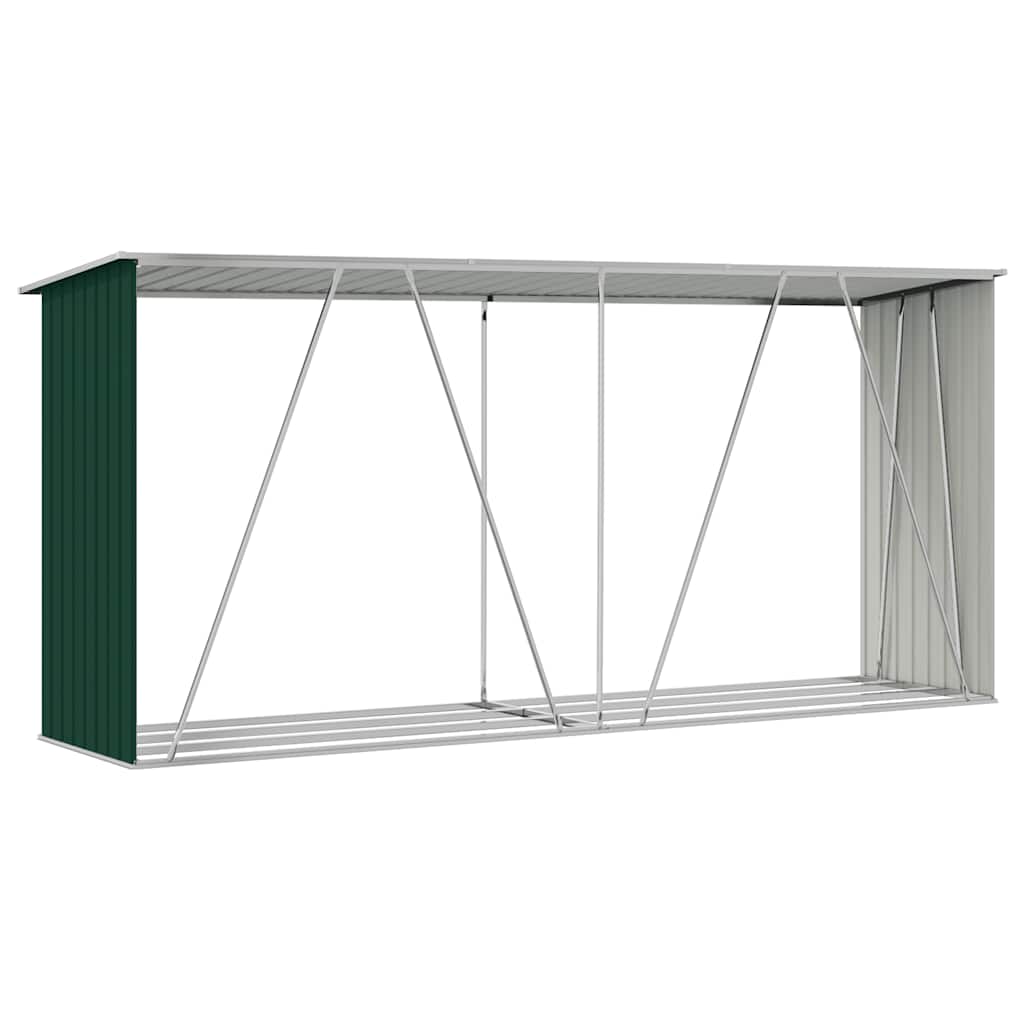 vidaXL Wiata na drewno, stal galwanizowana, 330 x 84 x 152 cm, zielona