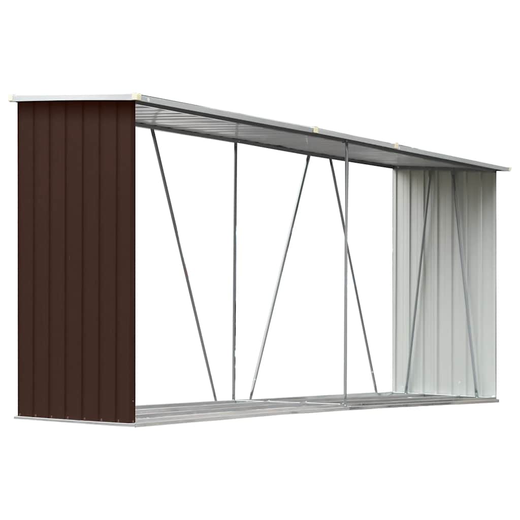 vidaXL Wiata na drewno, stal galwanizowana, 330 x 84 x 152 cm, brązowa