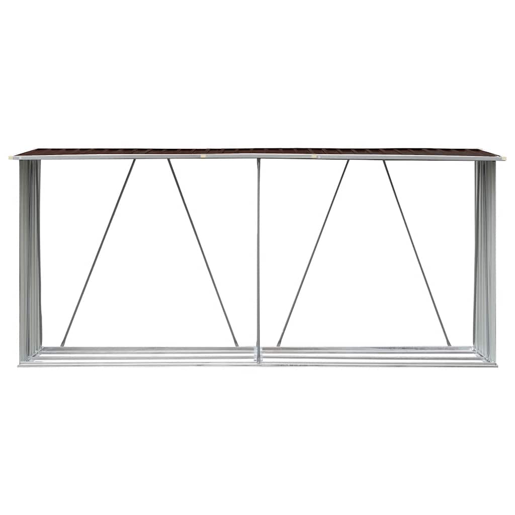 vidaXL Wiata na drewno, stal galwanizowana, 330 x 84 x 152 cm, brązowa