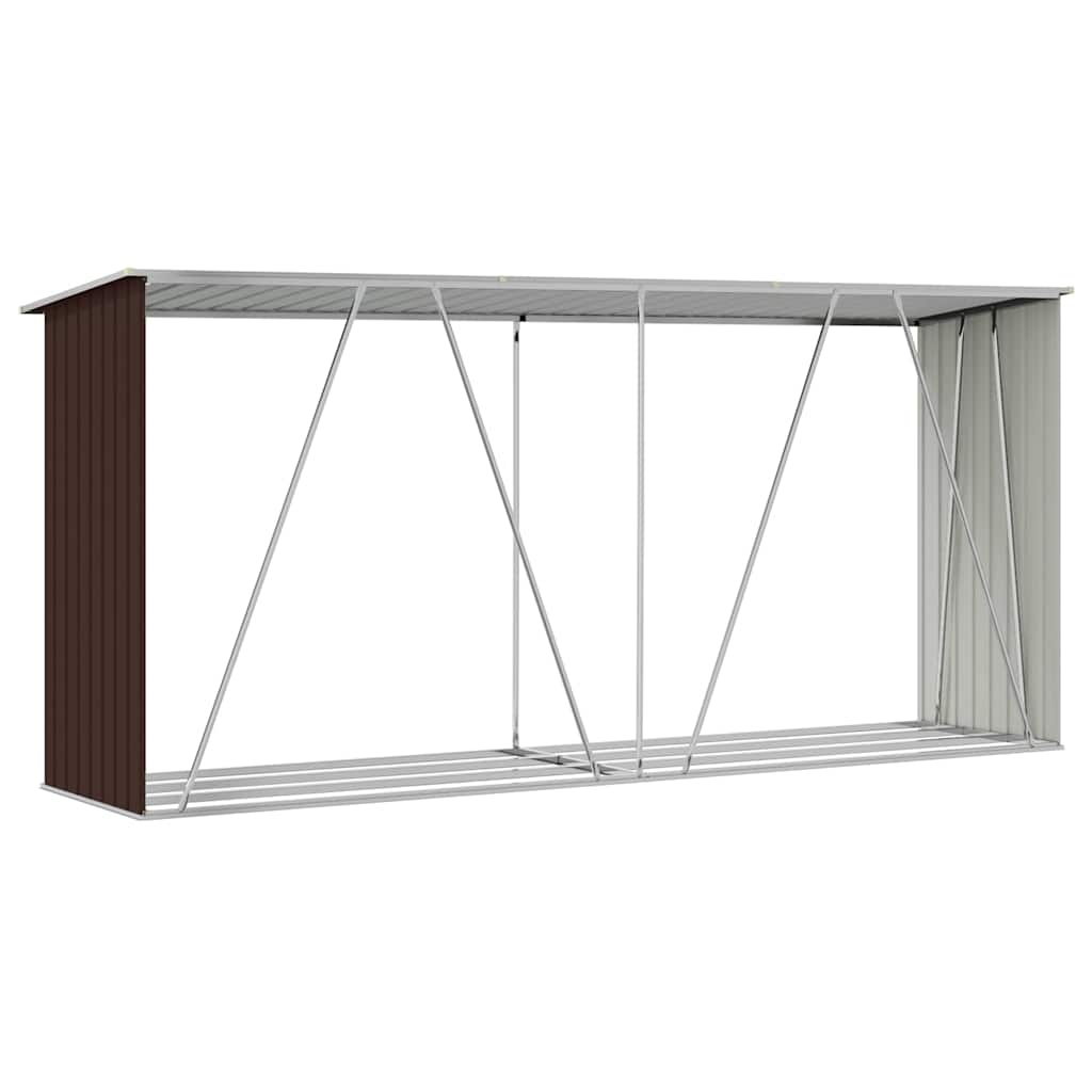 vidaXL Wiata na drewno, stal galwanizowana, 330 x 84 x 152 cm, brązowa