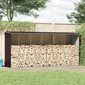 vidaXL Wiata na drewno, stal galwanizowana, 330 x 84 x 152 cm, brązowa